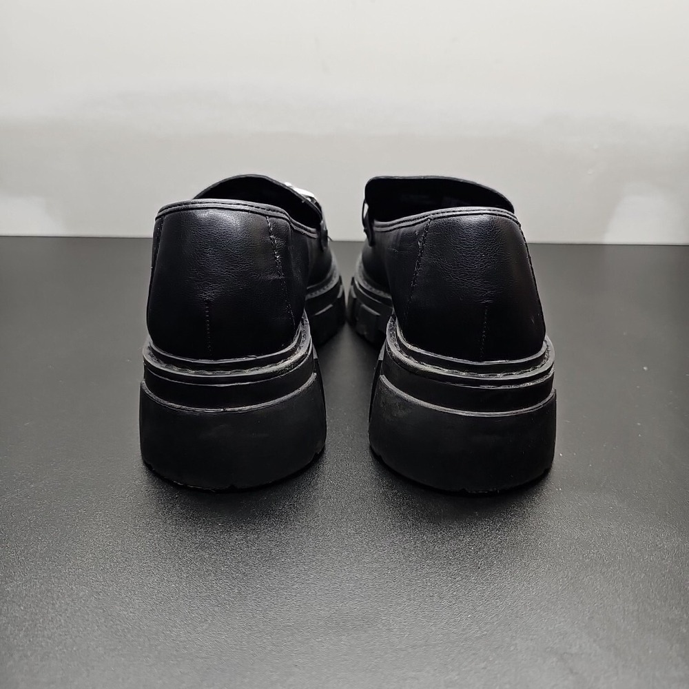 No Boundaries Womens Black Lug Sole Chain Loafers WWNB42FM001 Size 9W Wide - Picture 7 of 11